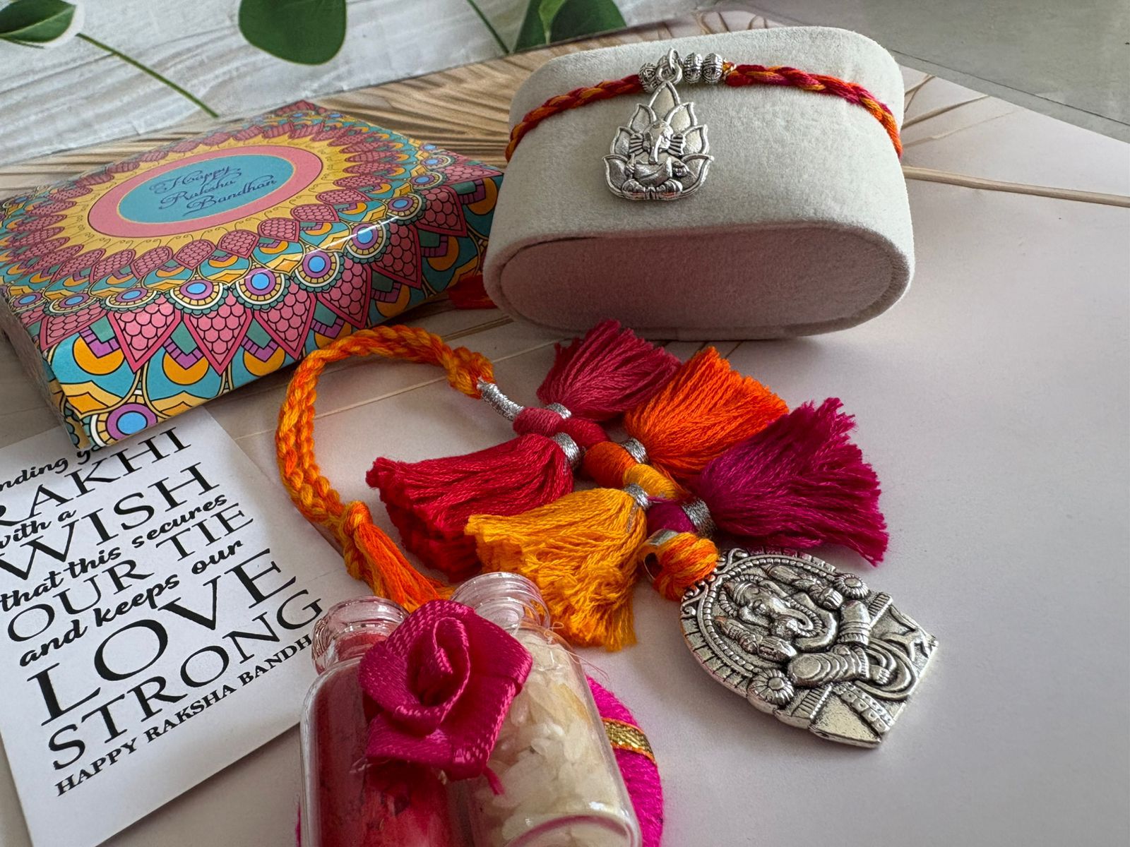 Oxidized Ganesha & Om Rakhi & Lumba Set