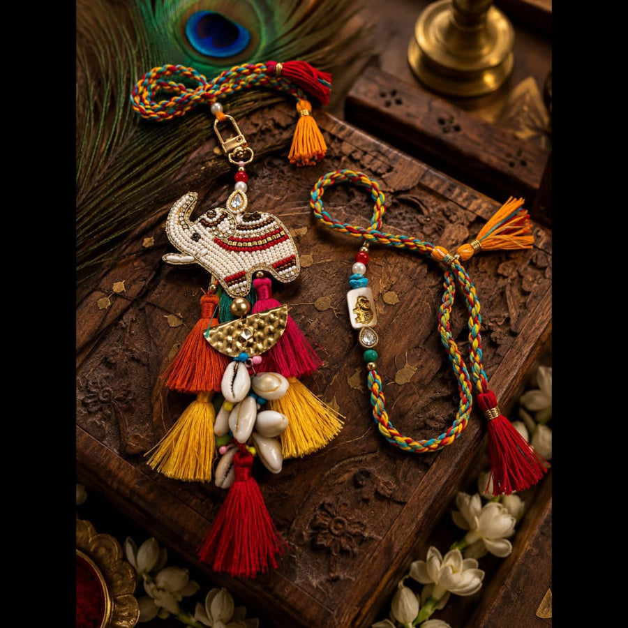 Elephant Theme Rakhi & Lumba Set