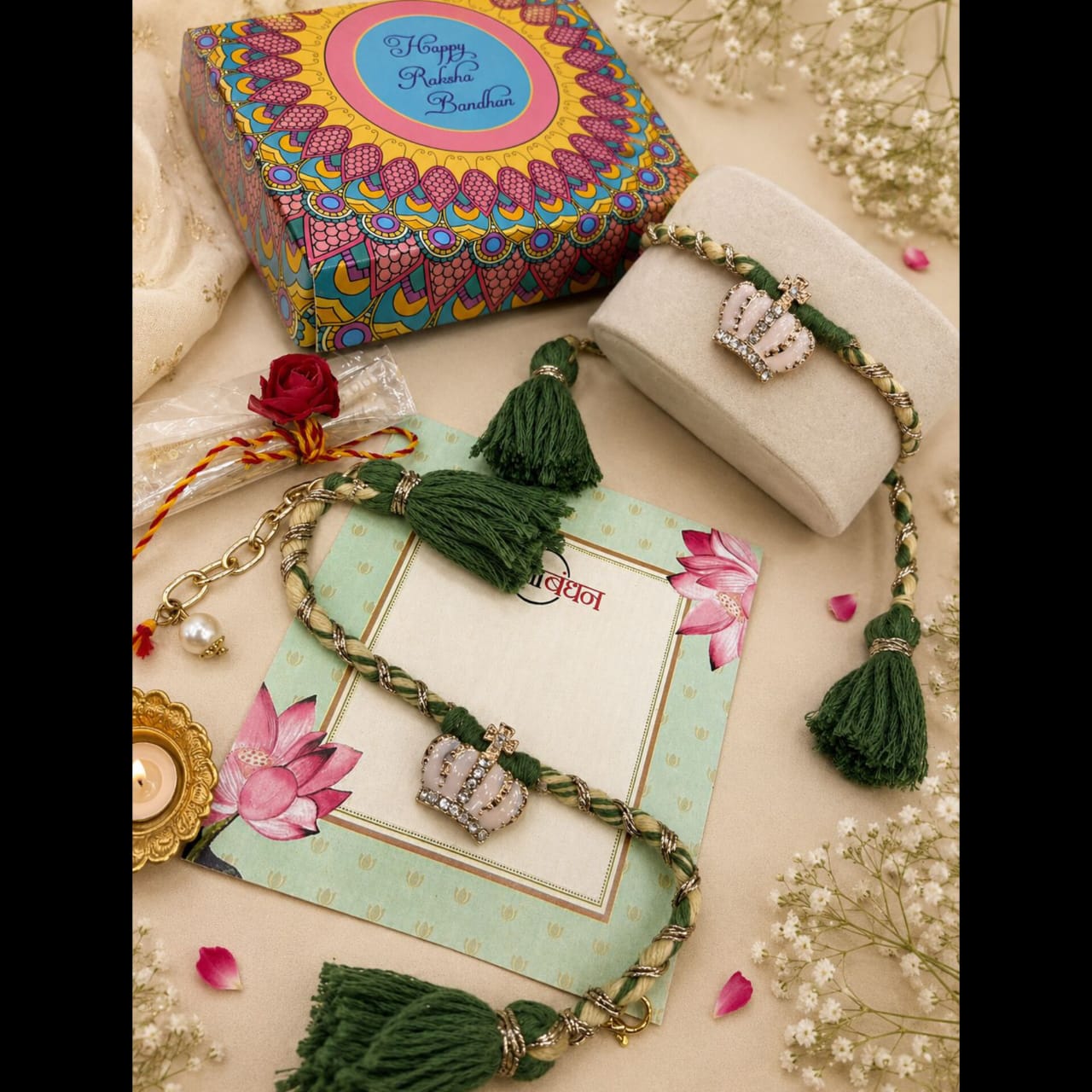 King Queen Rakhi & Lumba Set