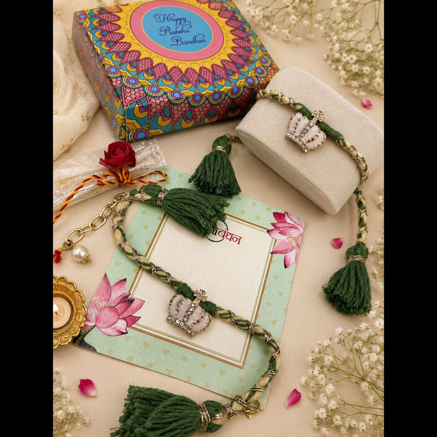King Queen Rakhi & Lumba Set