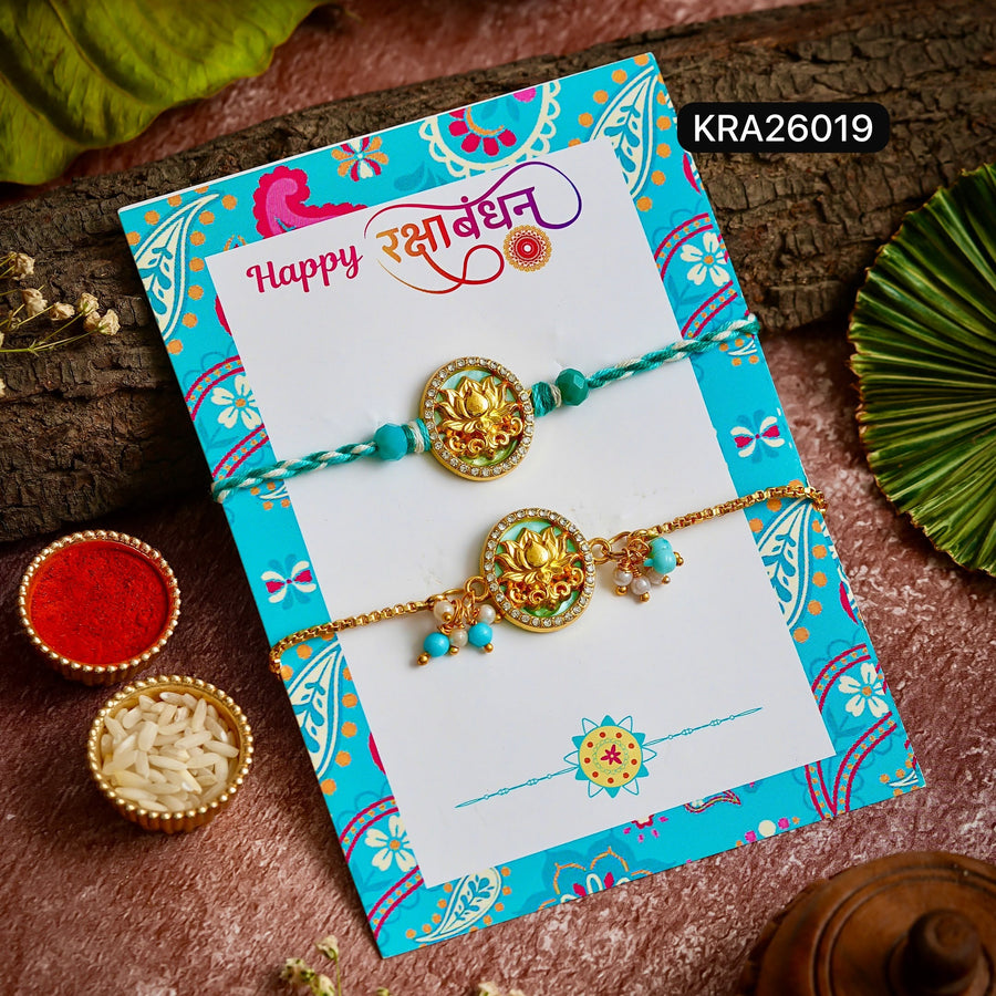 3D Lotus Rakhi & Bracelet Set (KRA26019)