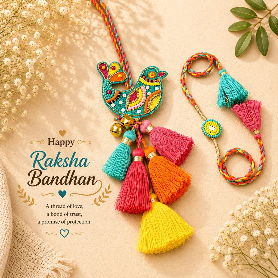 Handcrafted Couple Rakhi & Lumba Set