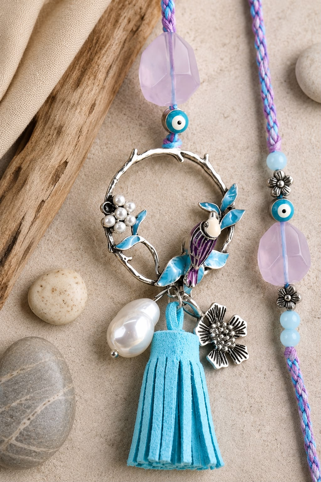 Designer Stone Rakhi With Bird Lumba