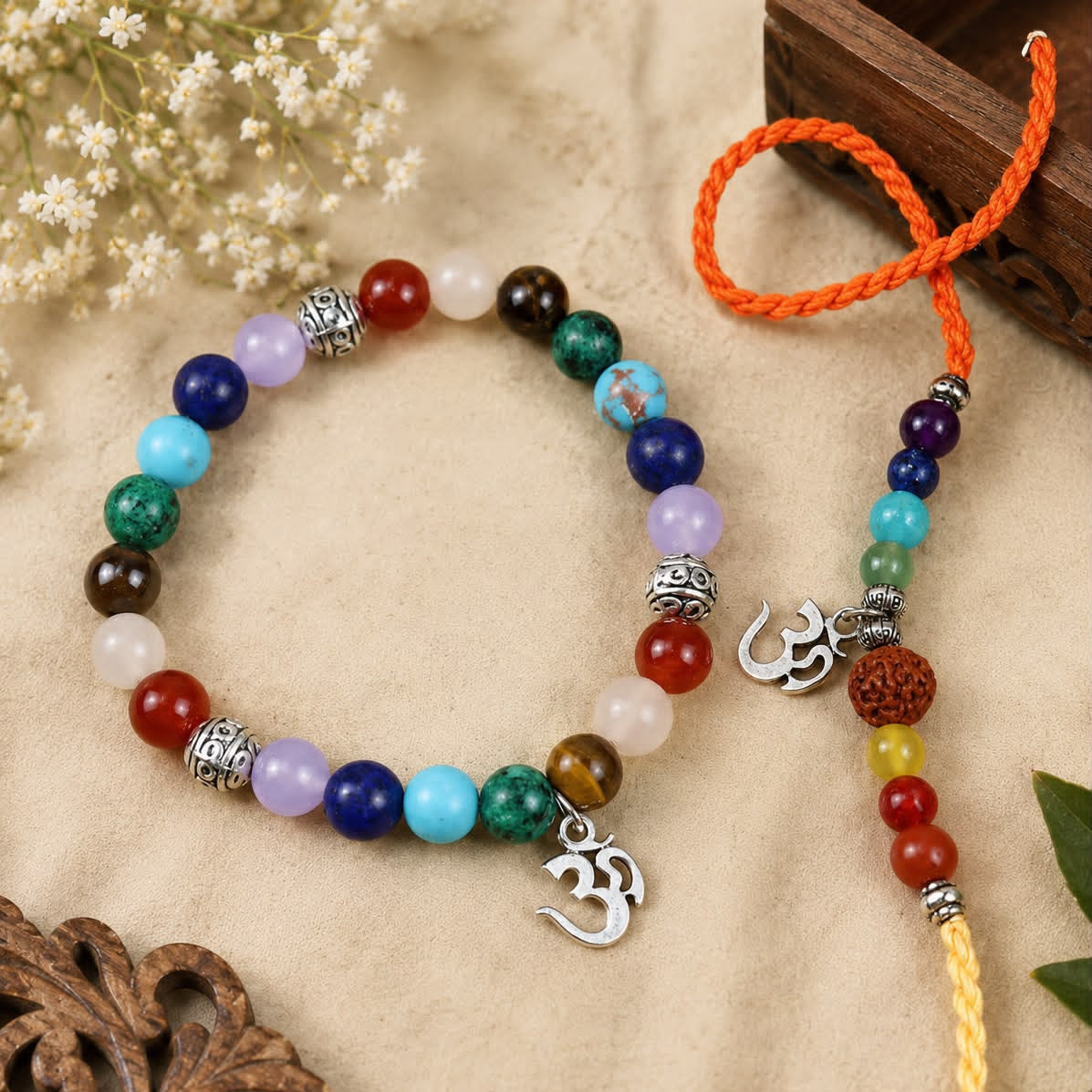 Seven Chakra Rakhi & Bracelet Set