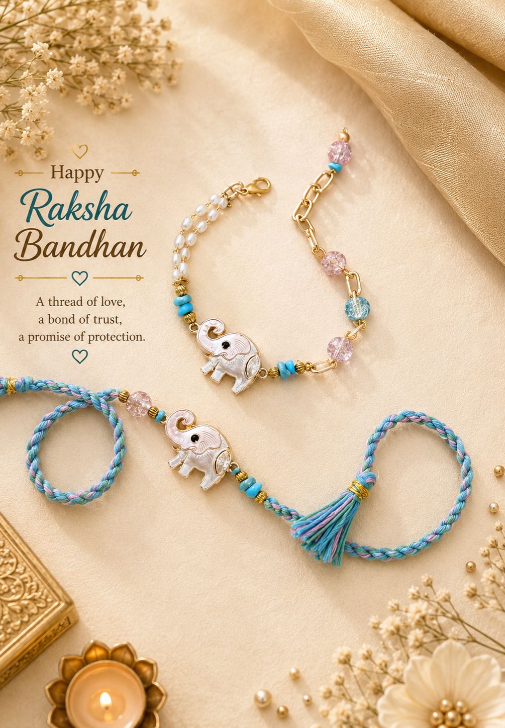 Elephant Rakhi & Lumba Set
