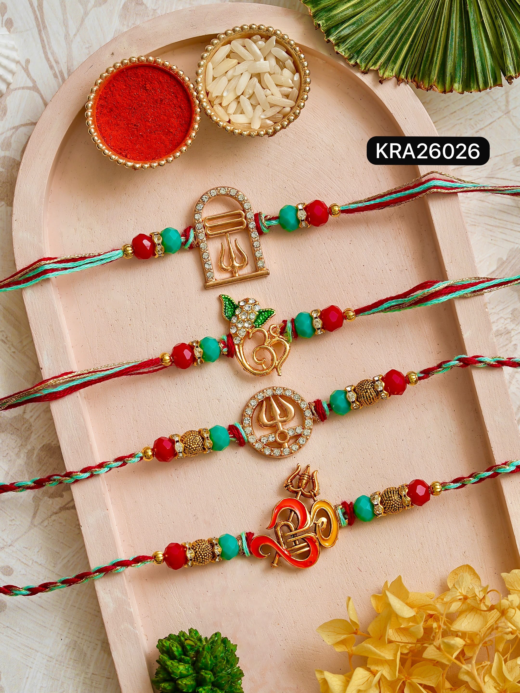 Embellished Meenakari Spiritual Rakhi Set (KRA26026)