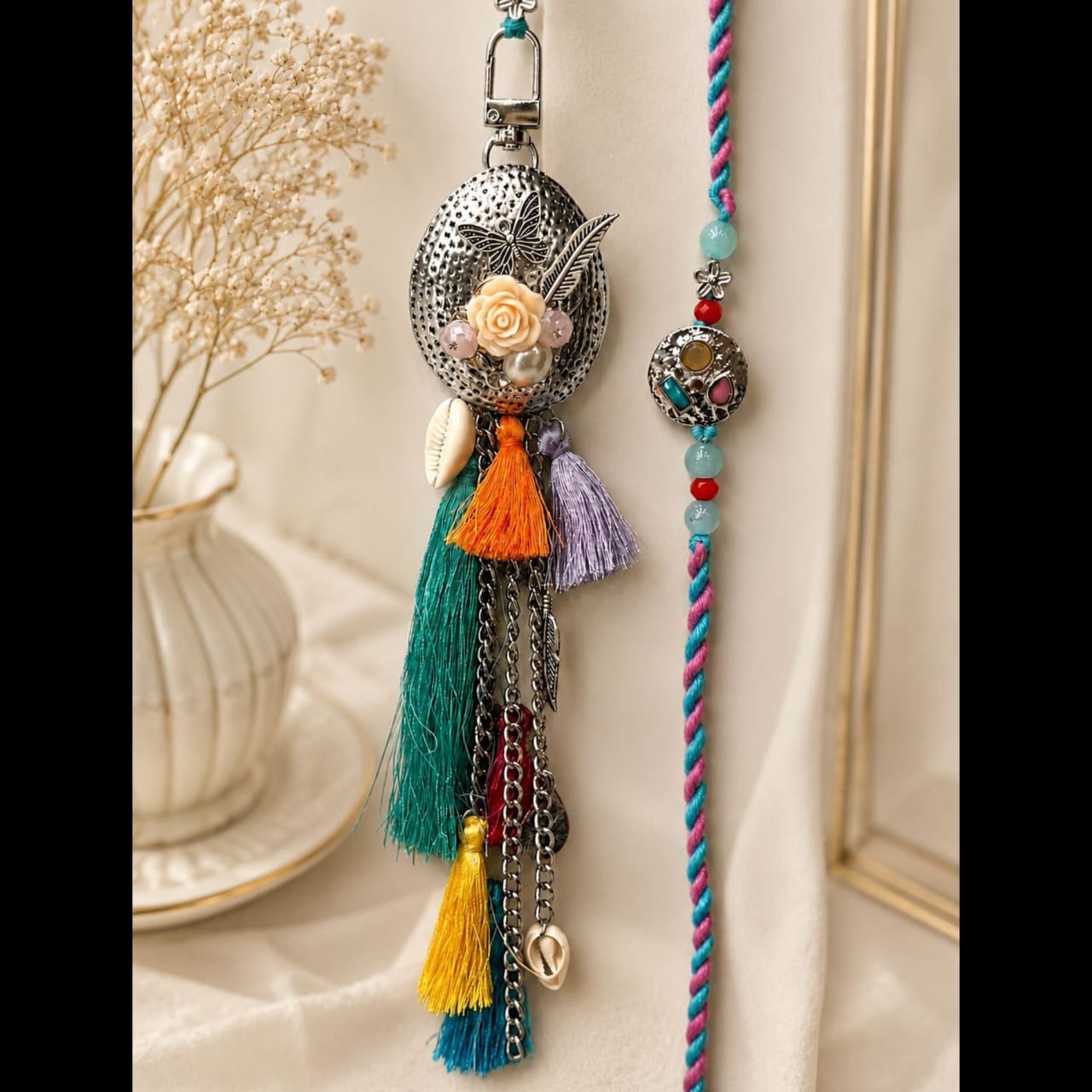 Oxidized Purse Hanging Lumba & Rakhi Set