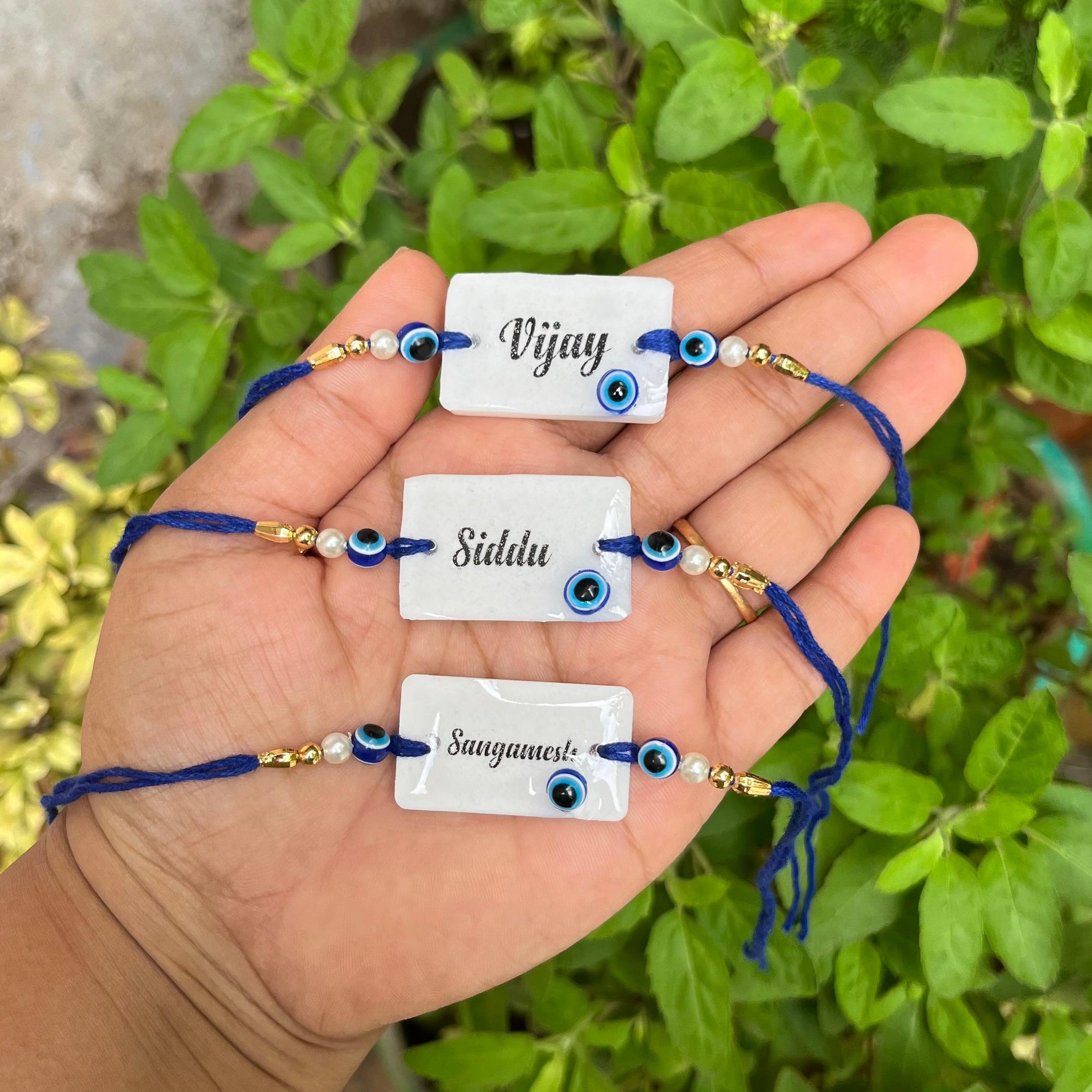 Resin Name Rakhi With Evil Eye 2.0