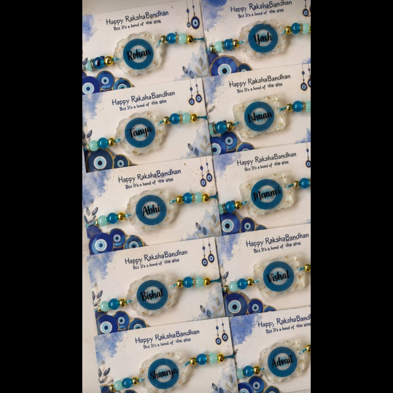 Resin Name Rakhi With Evil Eye