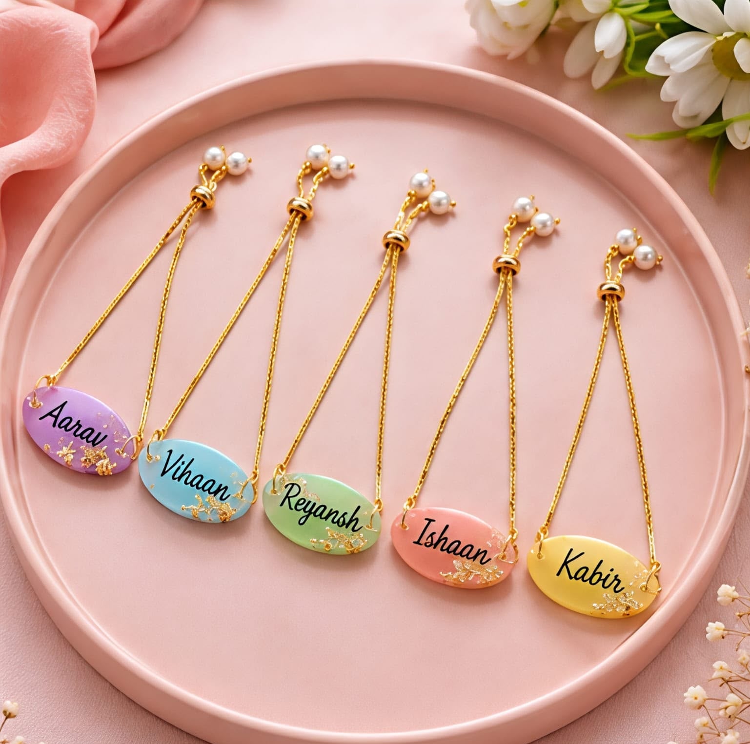 Resin Name Bracelet Rakhi