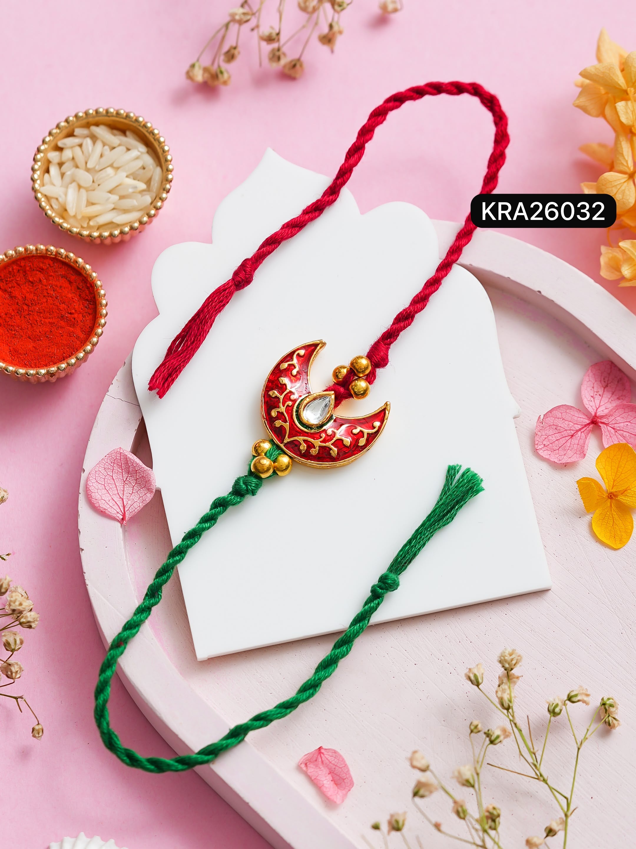 Hand Braided Chand Kundan Rakhi (KRA26032)