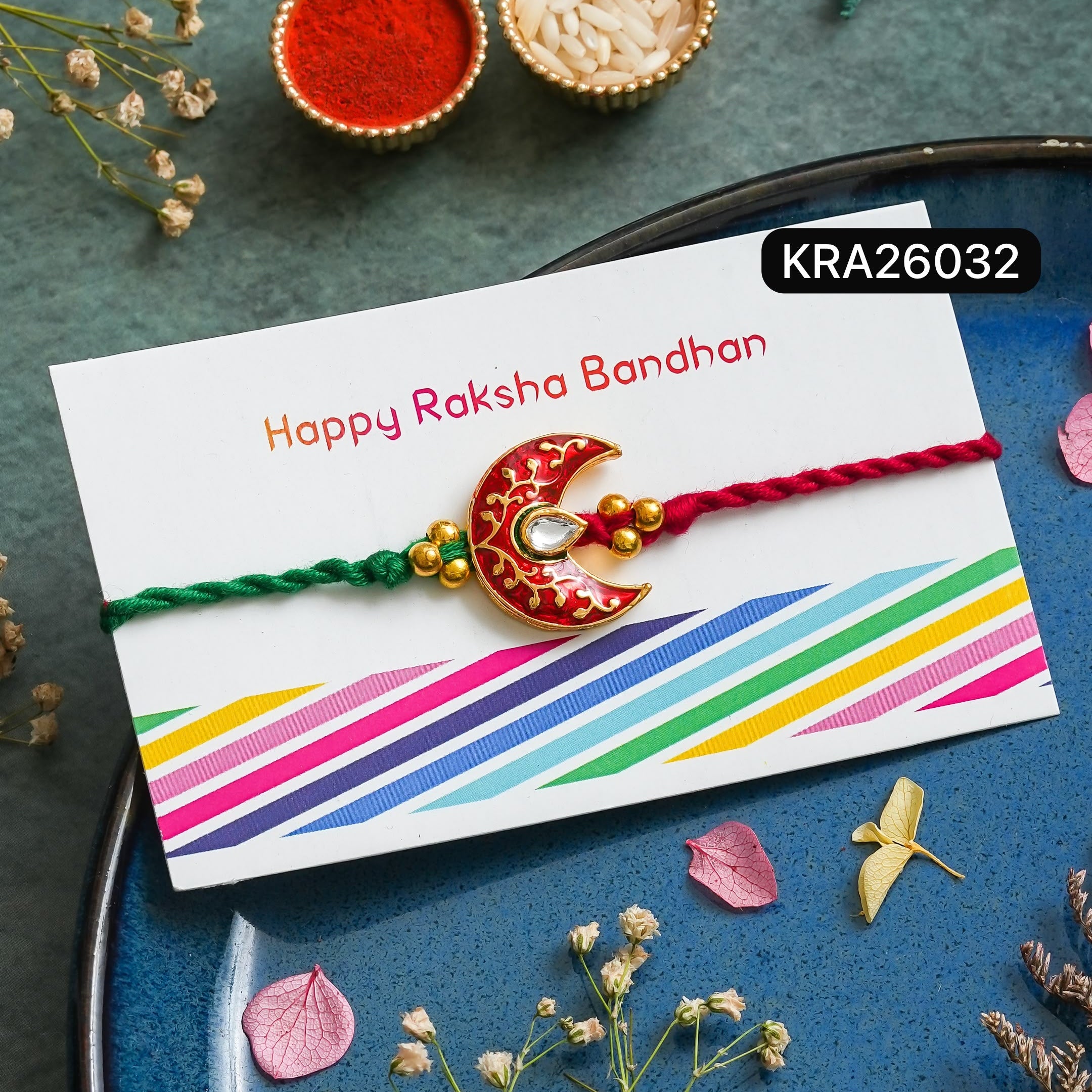 Hand Braided Chand Kundan Rakhi (KRA26032)