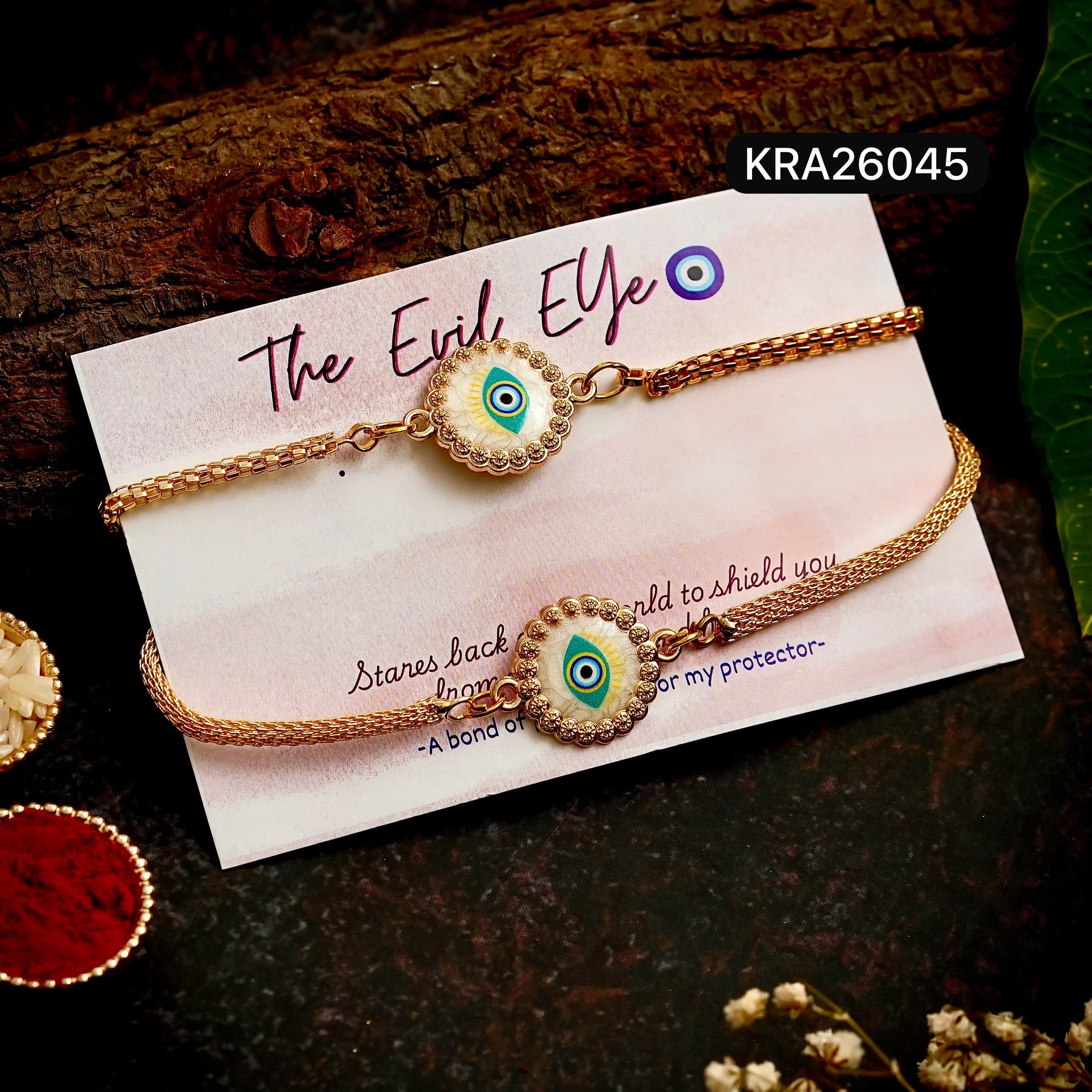 Mother Of Pearl Evil Eye Bracelets For Bhai & Bhabhi (KRA26045)