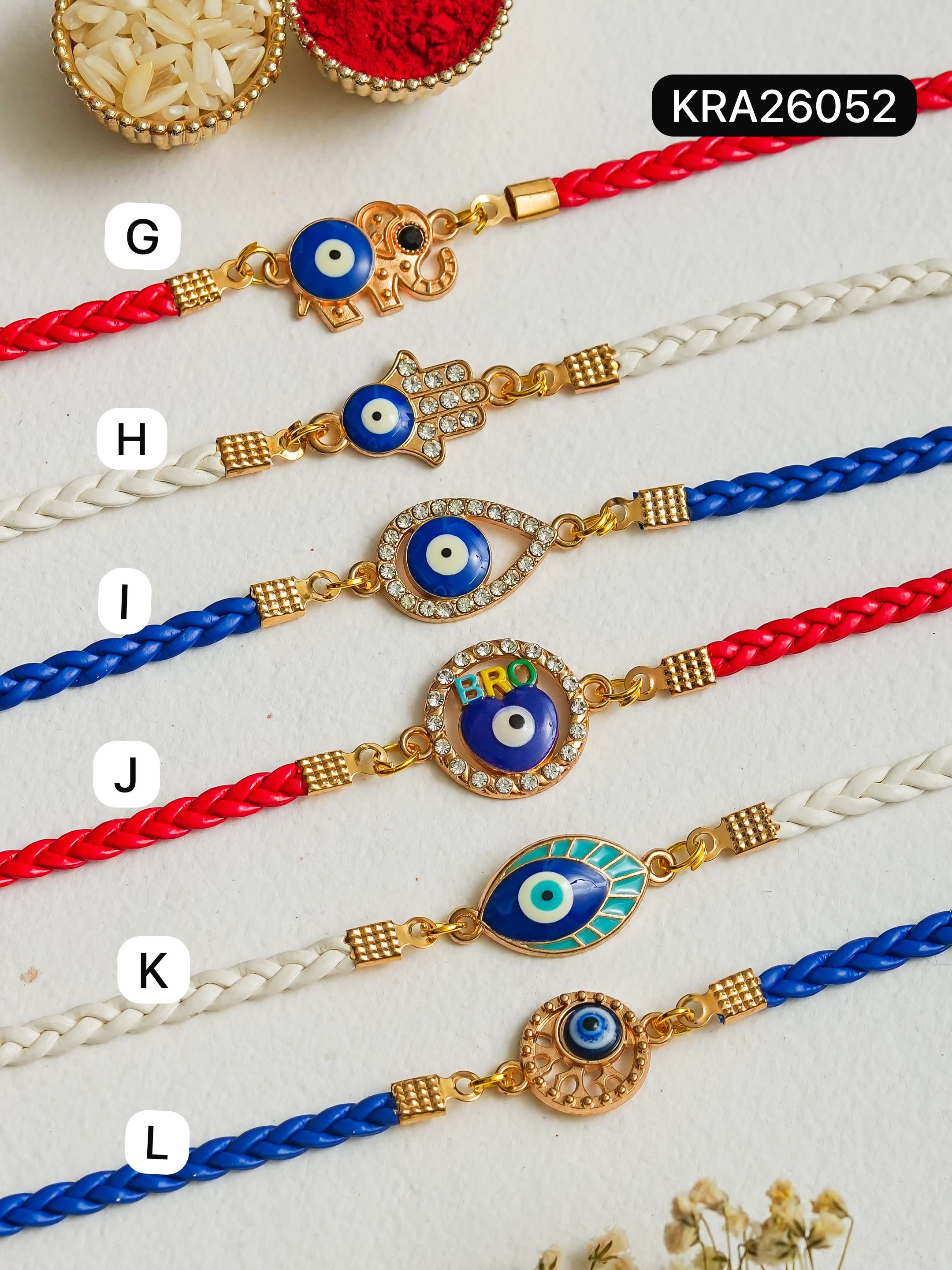 Evil Eye Bracelets With Leatherette Cords (KRA26052)