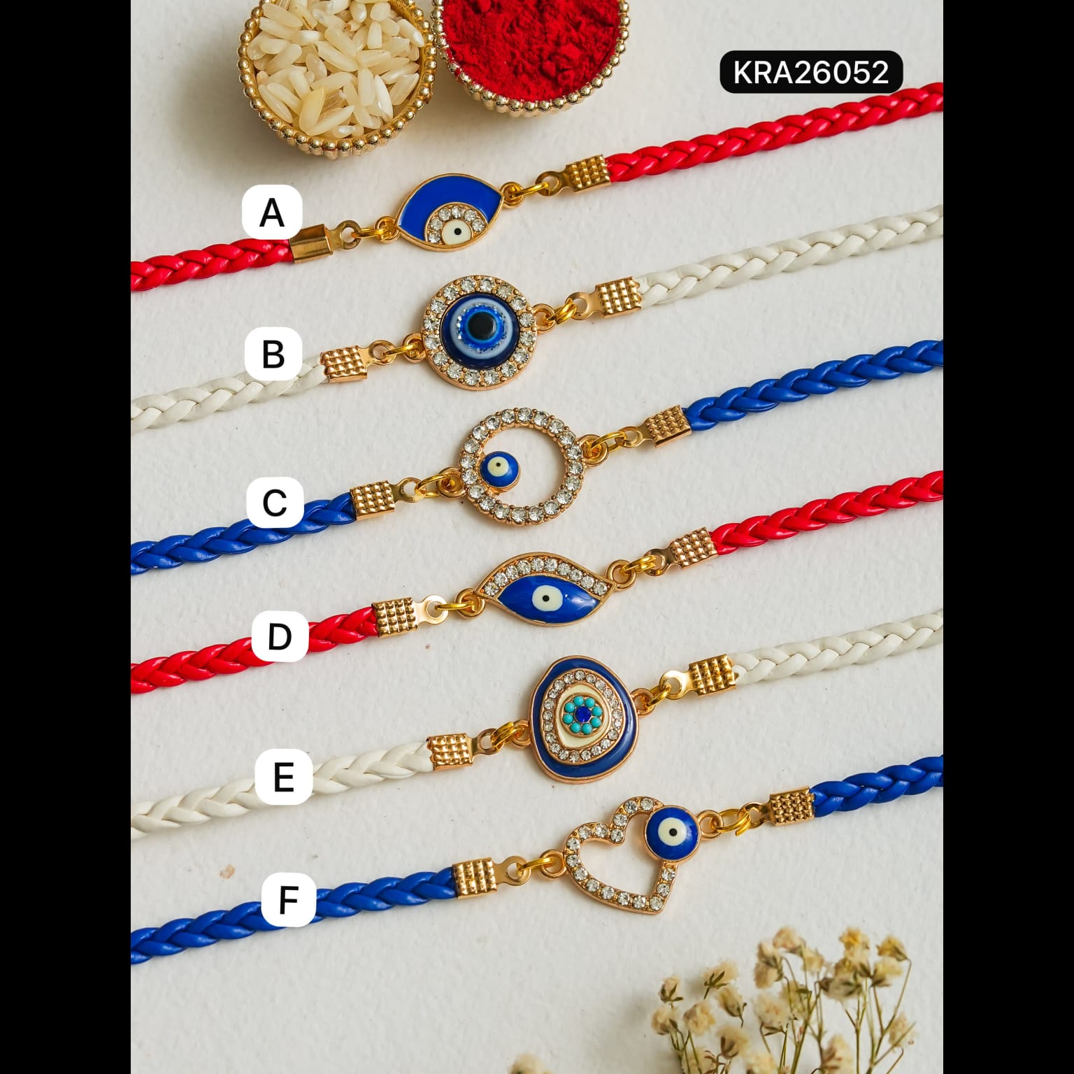 Evil Eye Bracelets With Leatherette Cords (KRA26052)