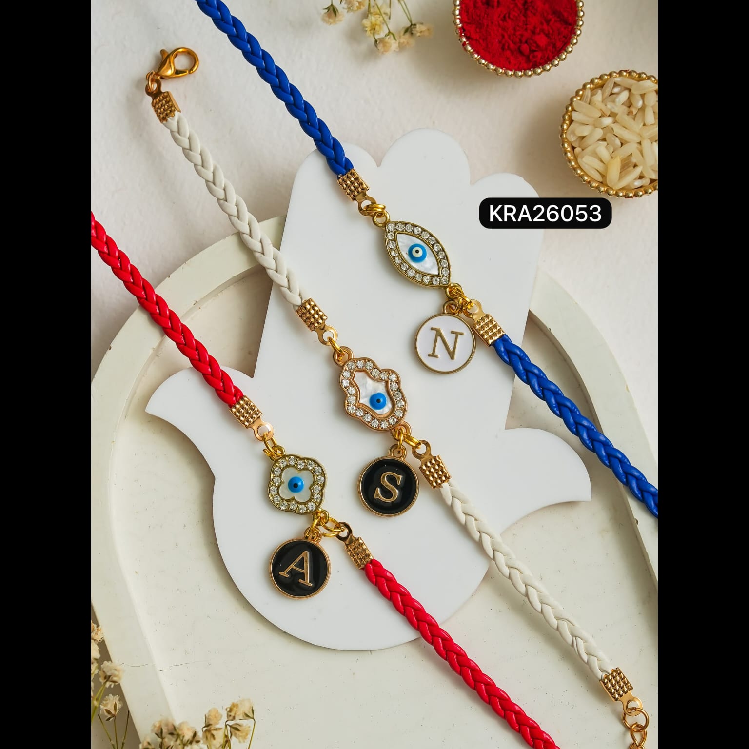 Personalized Evil Eye Bracelets With Leatherette Cords (KRA26053)