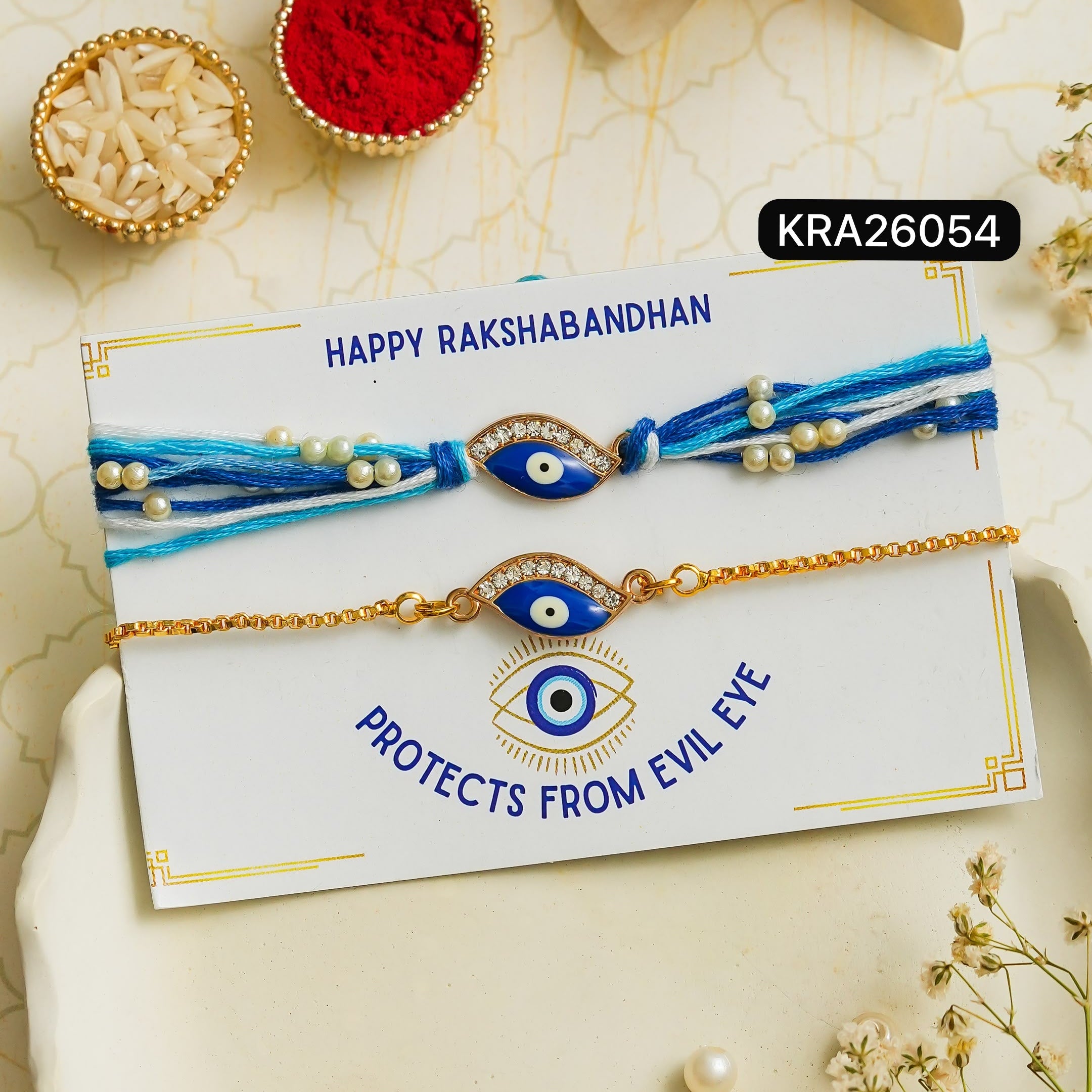 Evil Eye Bhai Rakhi & Bracelet Set (KRA26054)