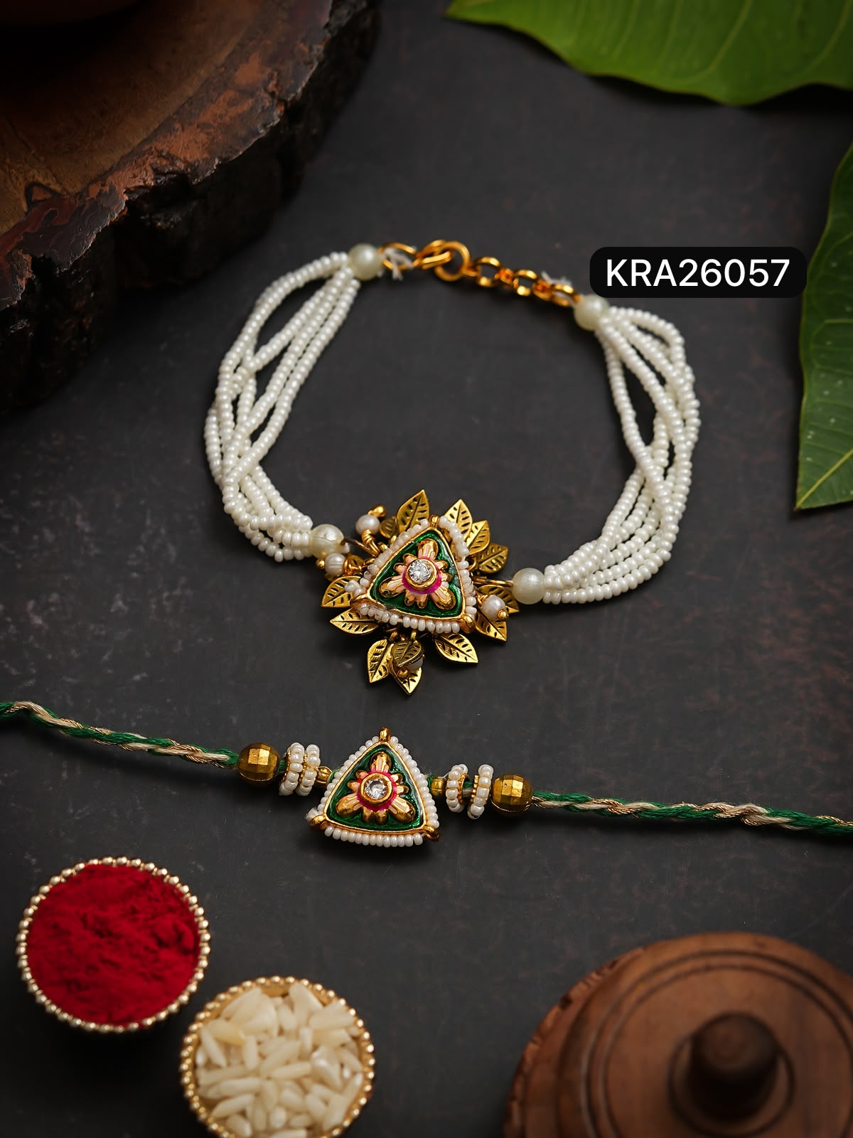 Meenakari Heavy Rakhi & Bracelet Set (KRA26057)