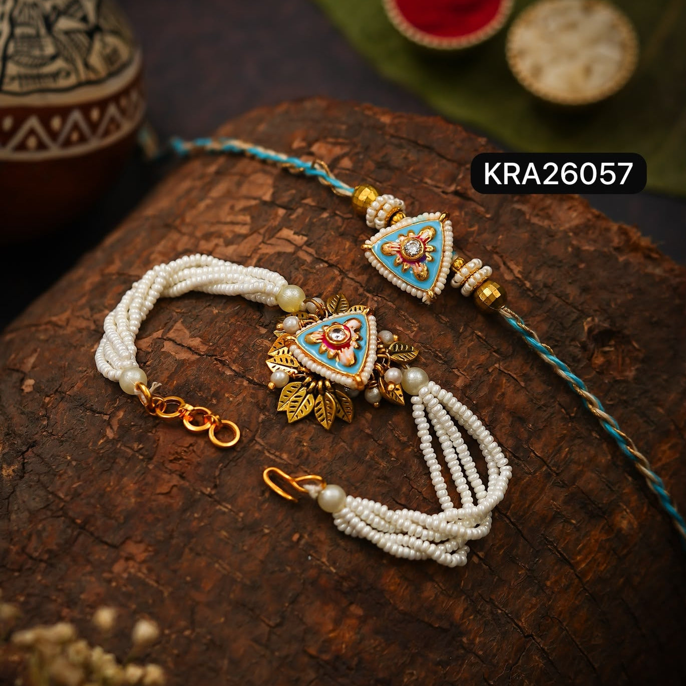 Meenakari Heavy Rakhi & Bracelet Set (KRA26057)