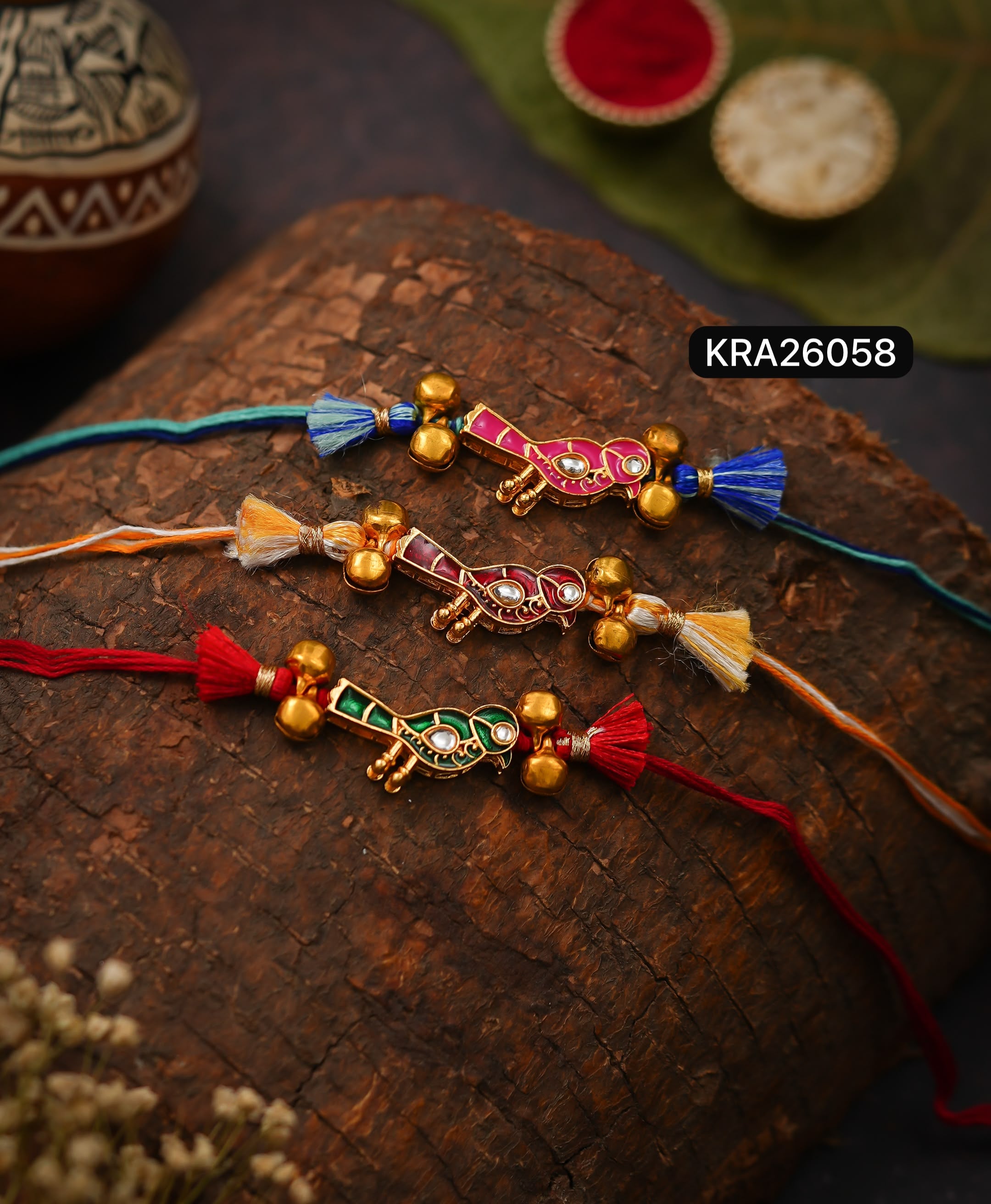 Meenakari Kundan Bird Rakhi (KRA26058)