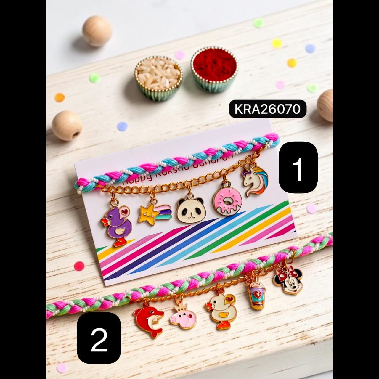 Kids Hand Braided Charms Rakhi (KRA26070)