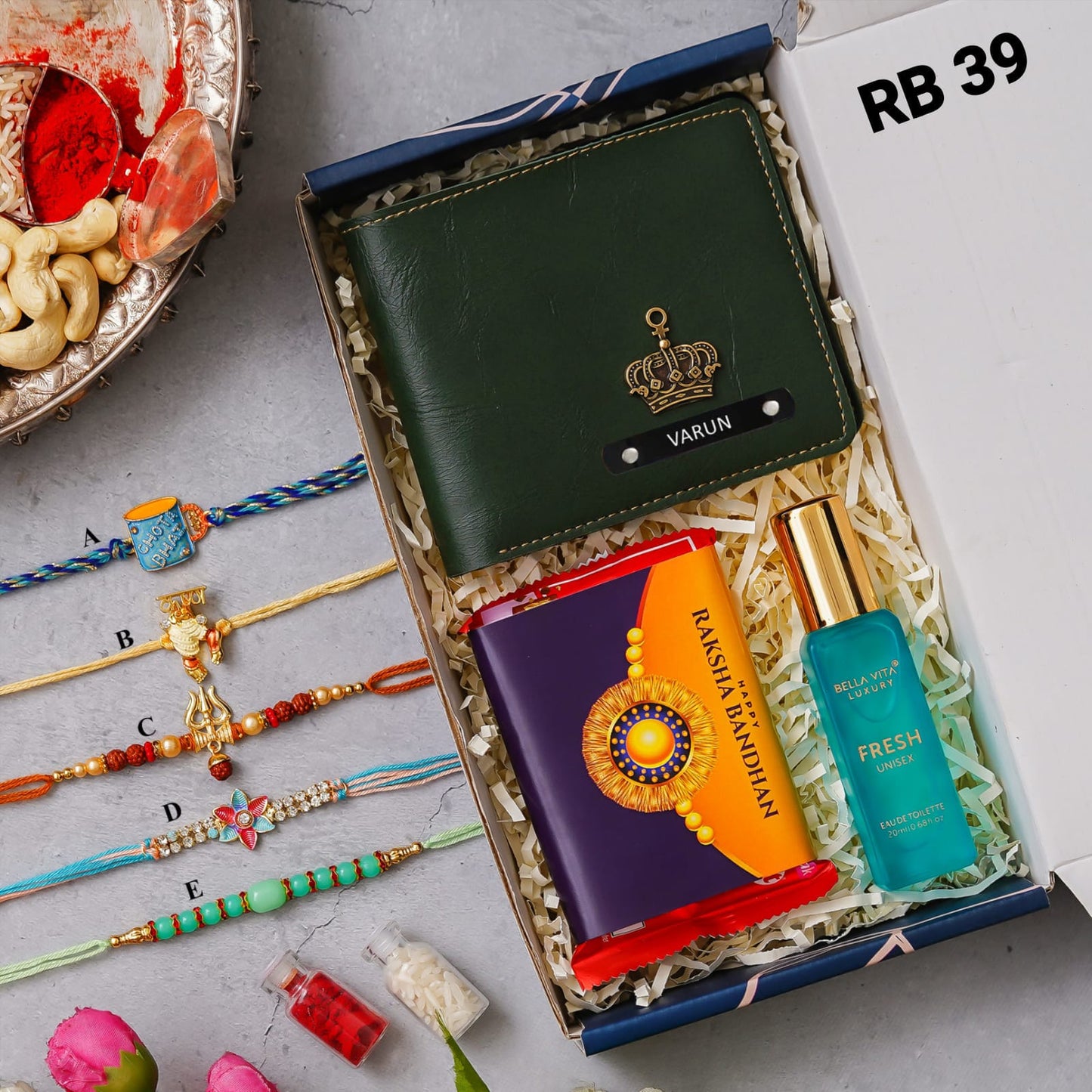 Rakhi Combo RB39 (V) - Wallet & Bella Vita Perfume Combo