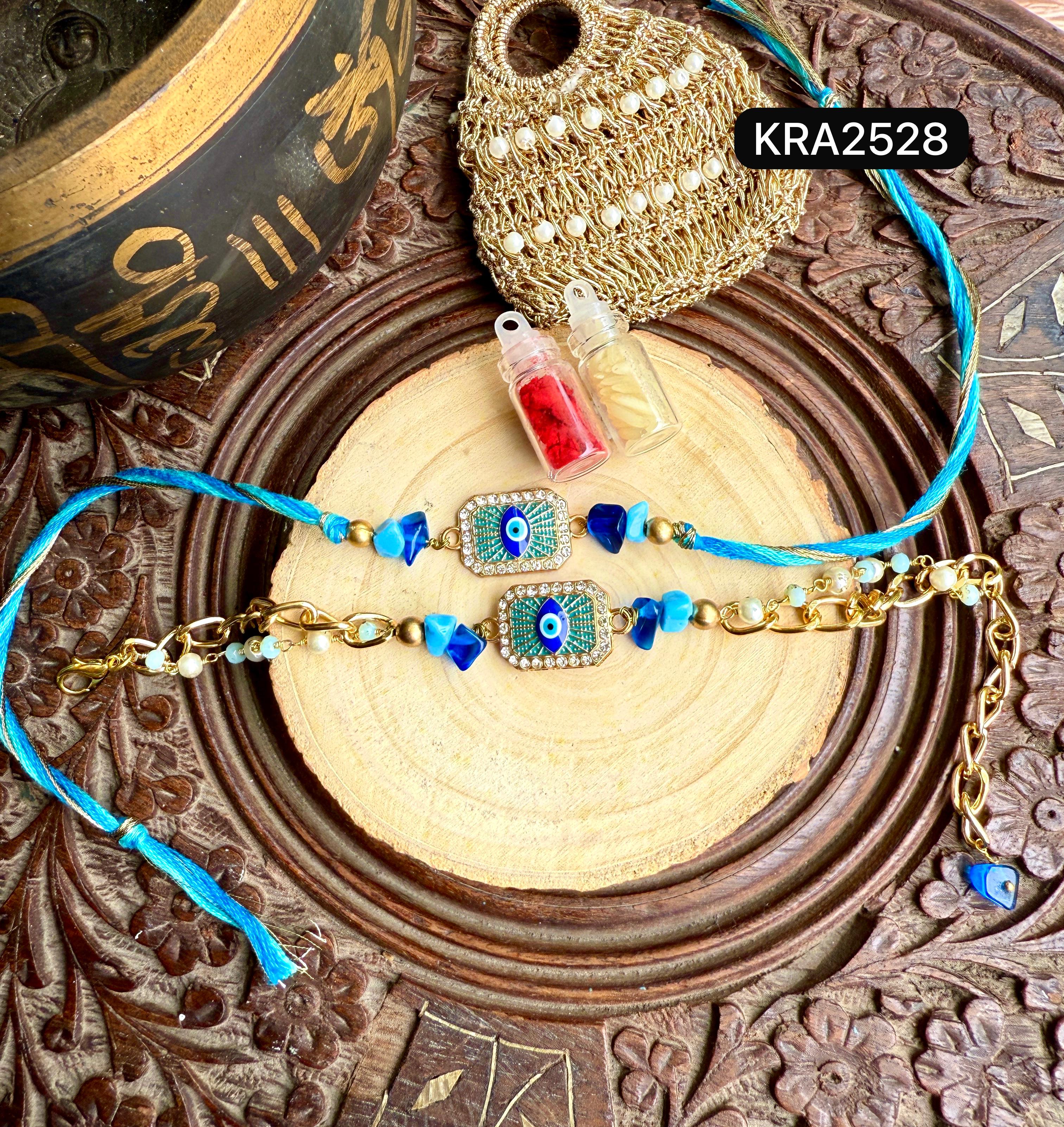 Evil Eye AD Rakhi & Bracelet Set (KRA2528)