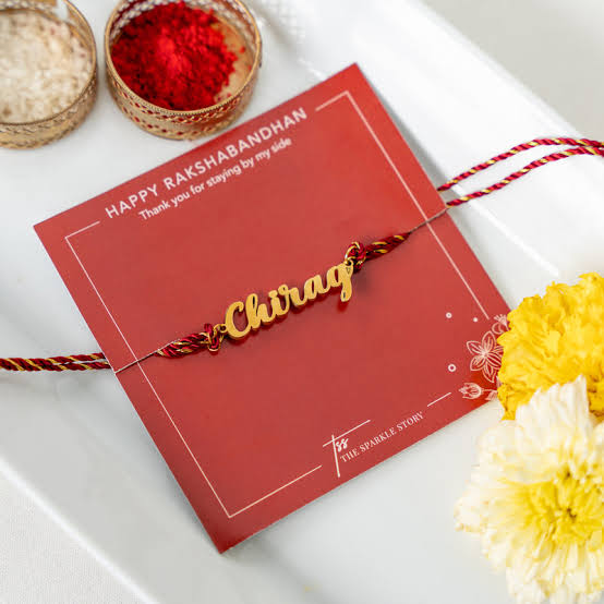 Metal Name Thread Rakhi