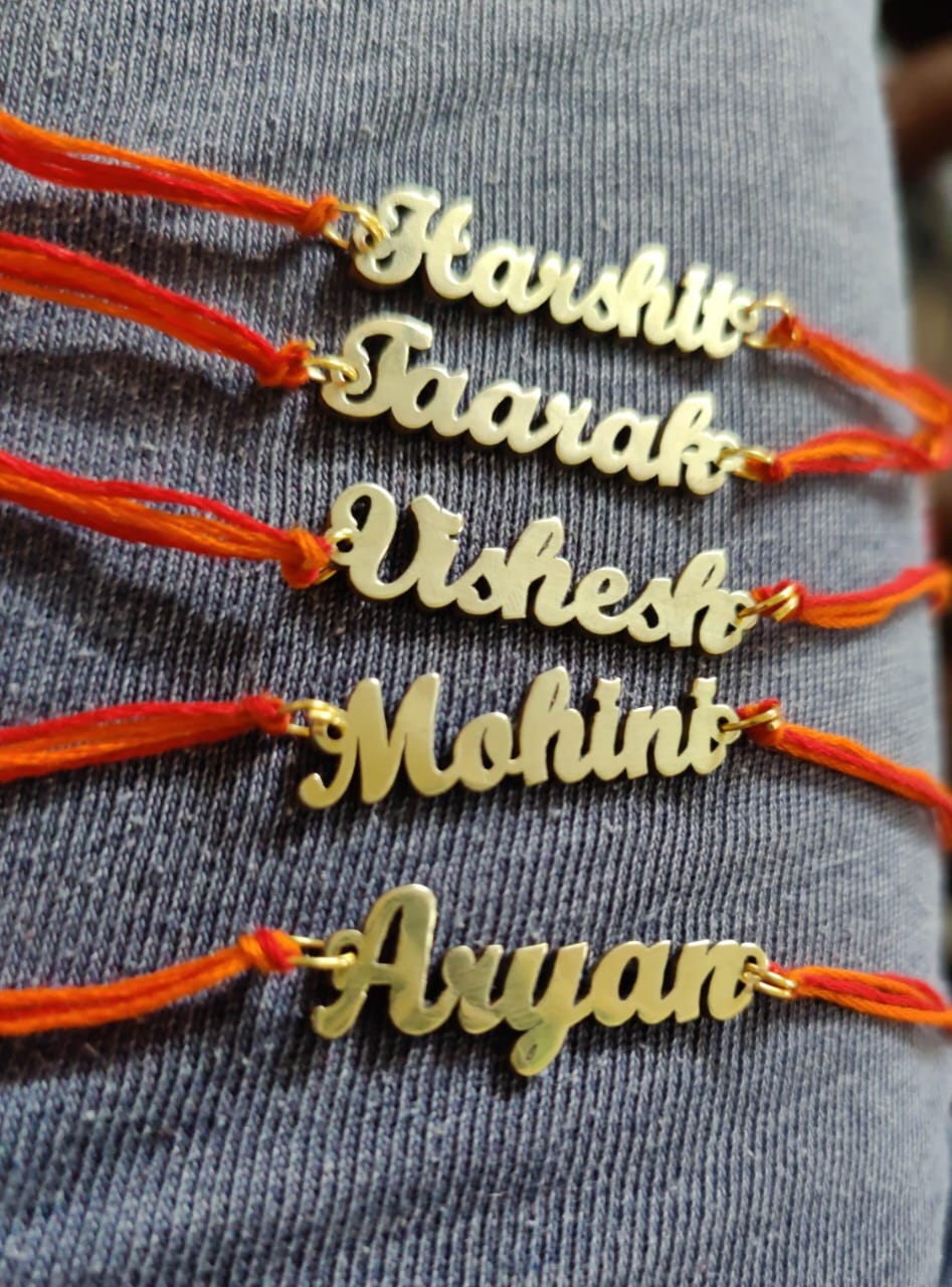 Metal Name Thread Rakhi