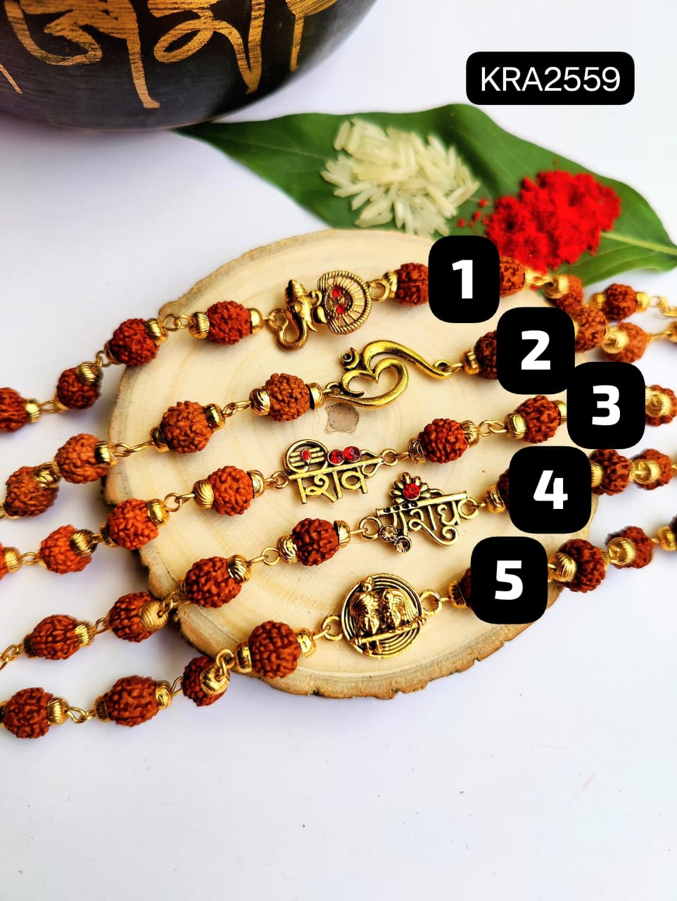 Metal God Bracelets With OM Rudraksha Bracelet (KRA2559)