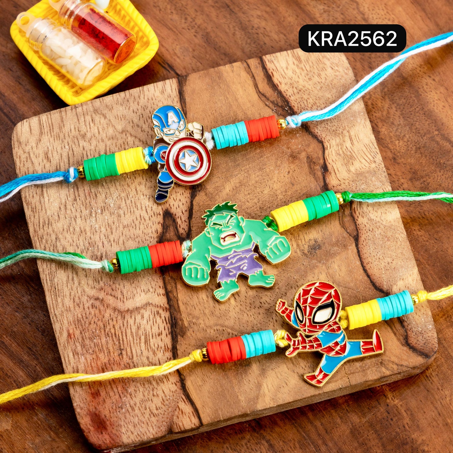 Superhero Lovers Fimo Beads Rakhi (KRA2562)