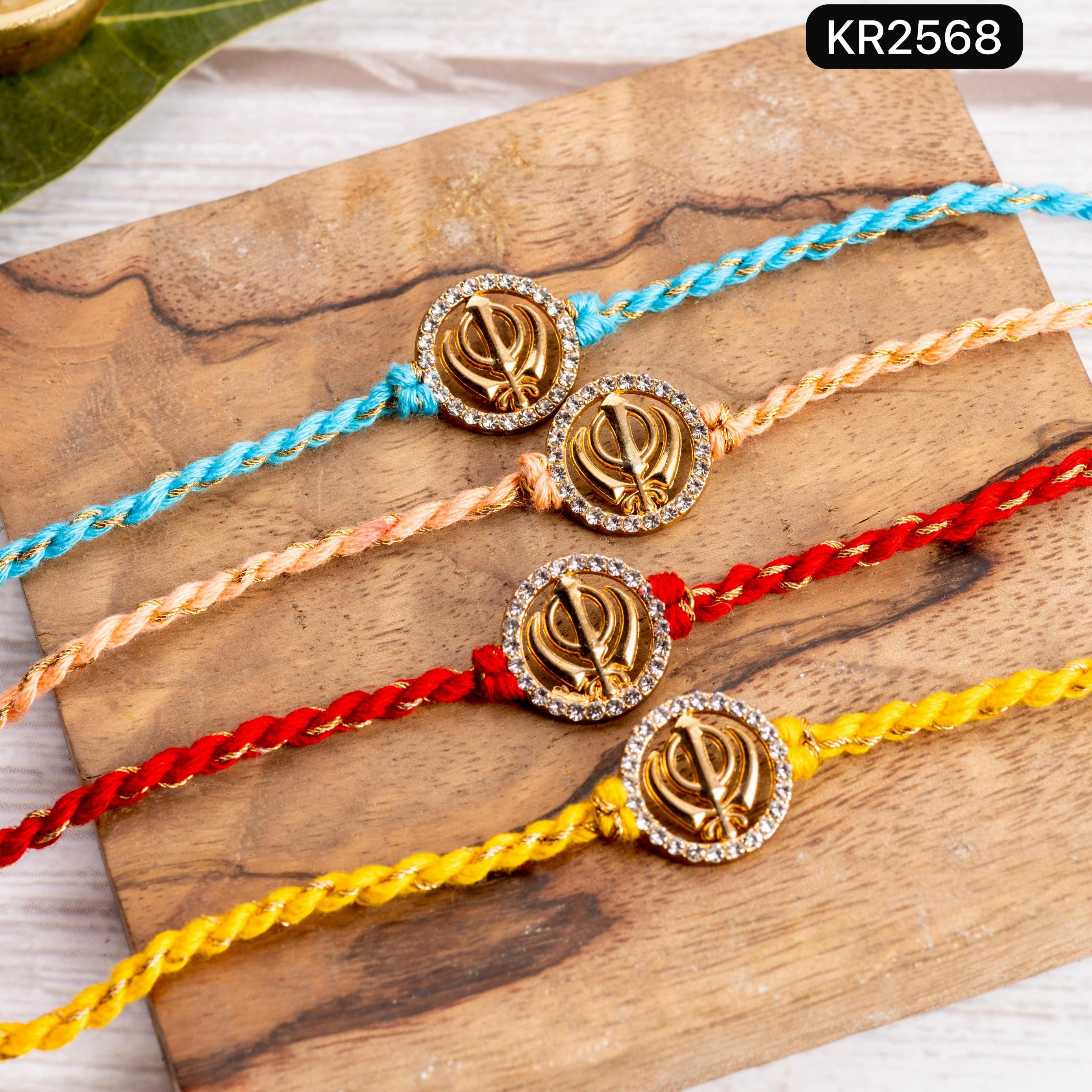 Embellished Sikh Khanda, Hand Braided Rakhi (KRA2568)
