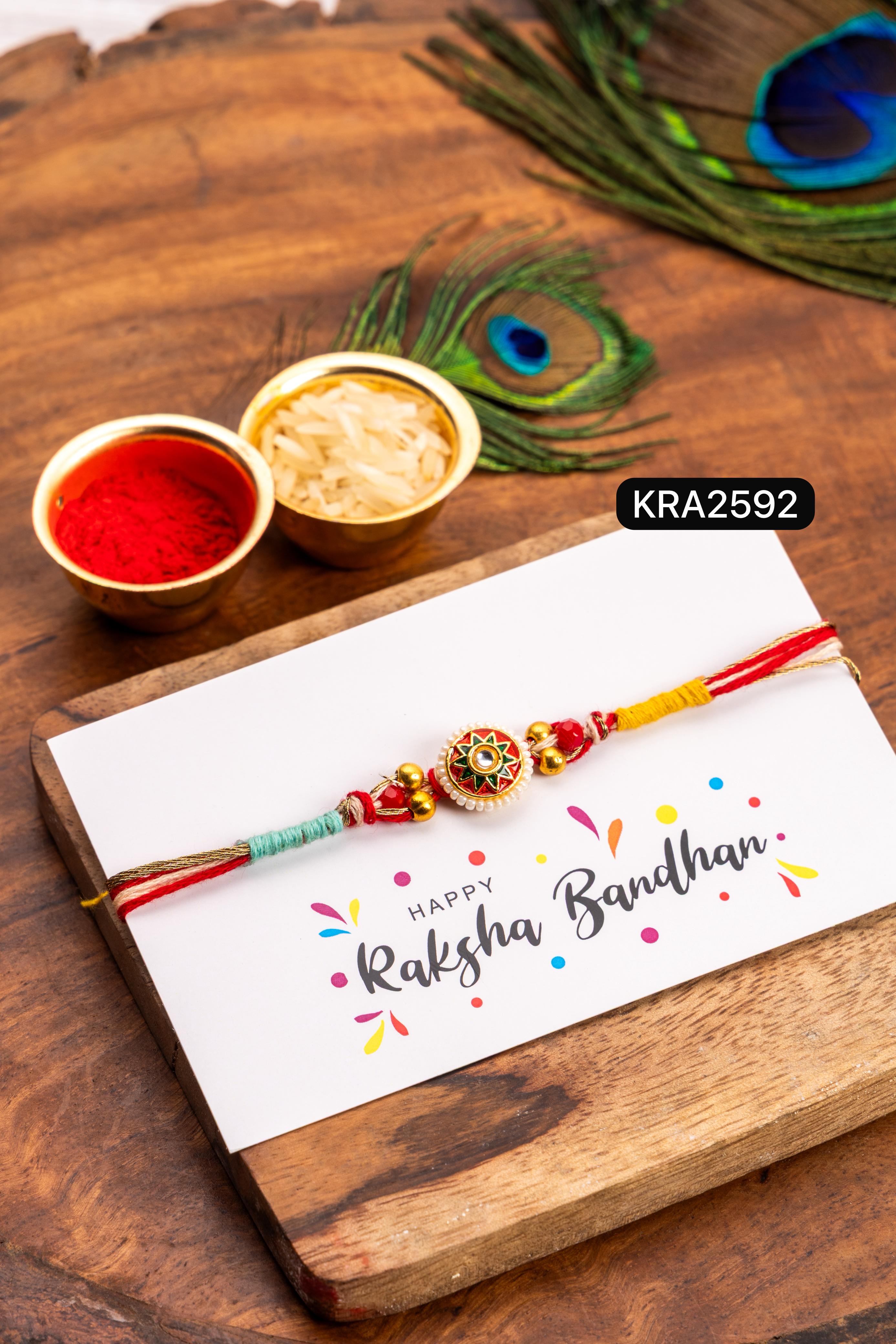 Simple Classy Meenakari Kundan Rakhi (KRA2592)