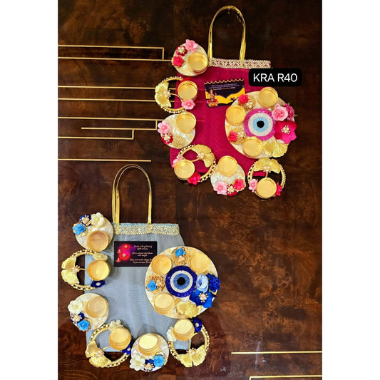 Mother Of Pearls (MOP) Evil Eye Rangoli Set With Gift Bag KRA R40