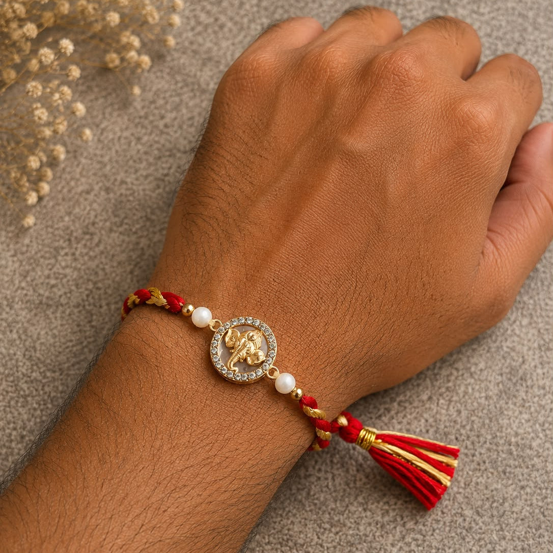 Ganesha Rakhi With Heavy Tassel
