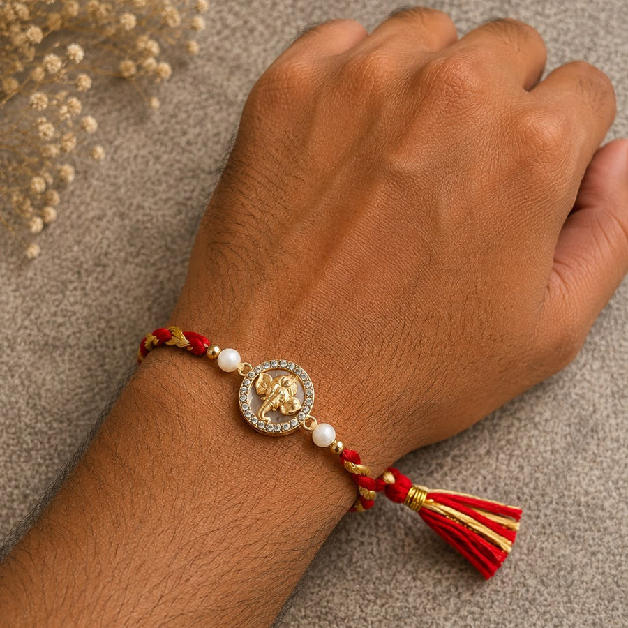 Ganesha Rakhi With Heavy Tassel