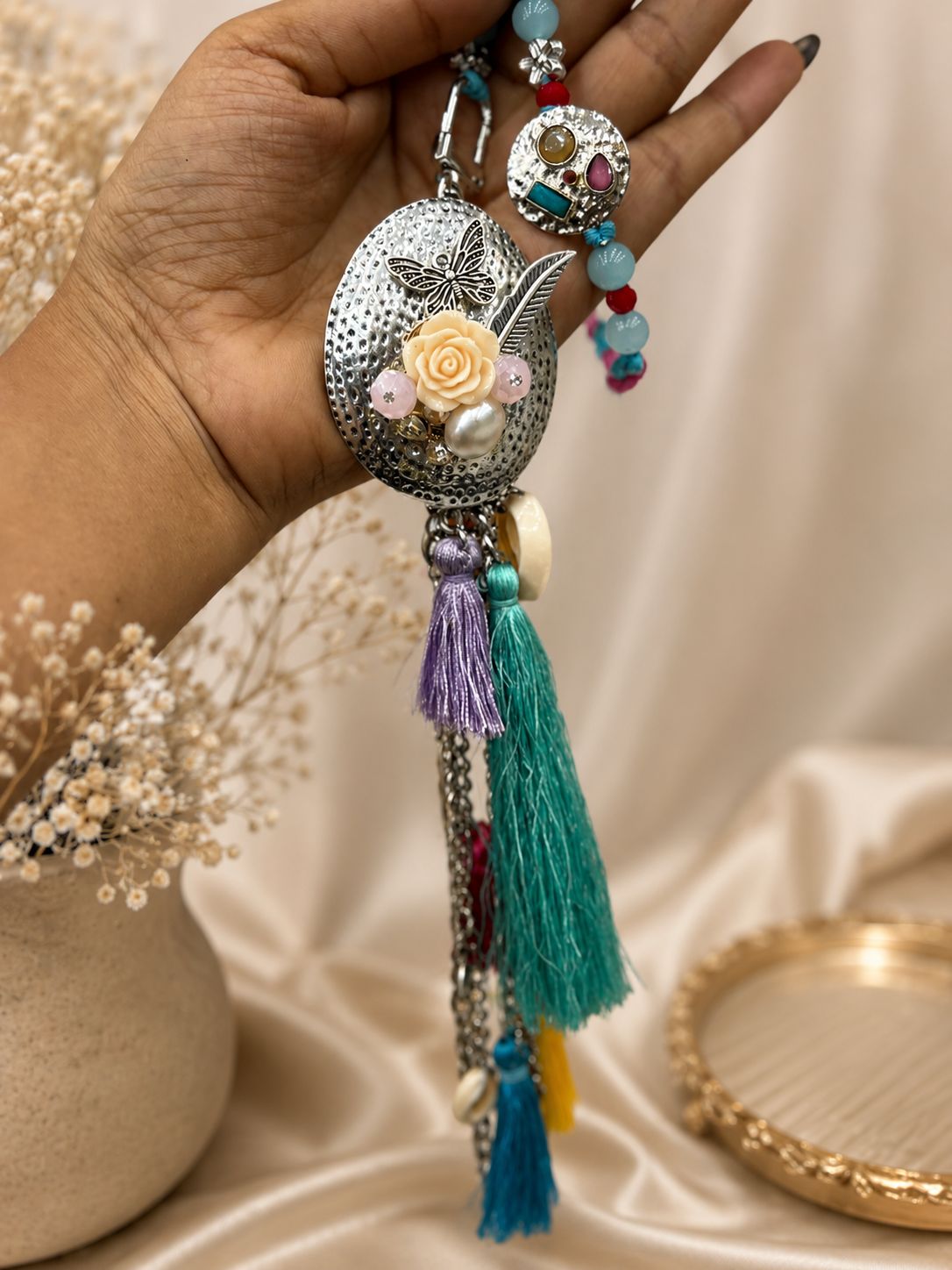 Oxidized Purse Hanging Lumba & Rakhi Set