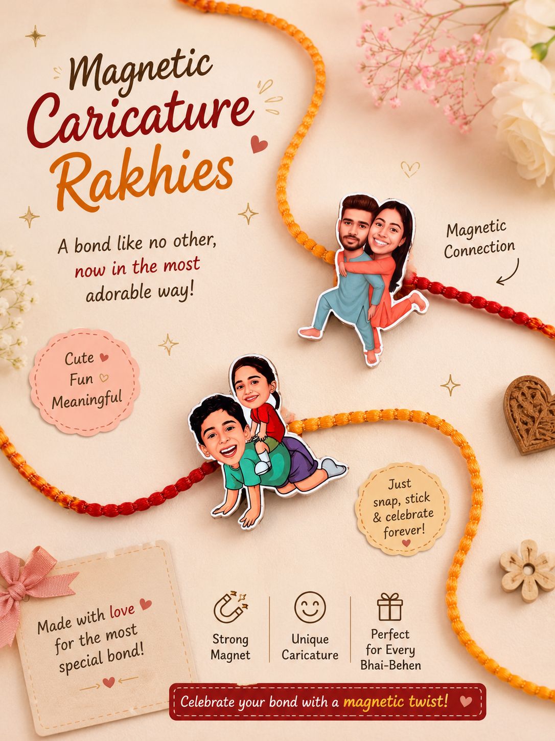 Magnetic Caricature Rakhi