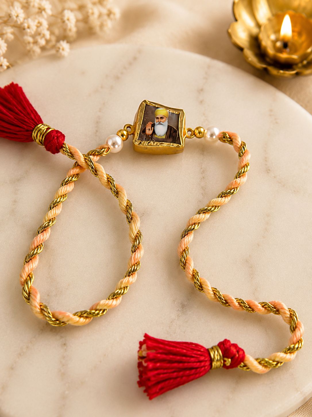 Guru Nanak Dev Ji & Guru Ji Natural Stone Rakhi