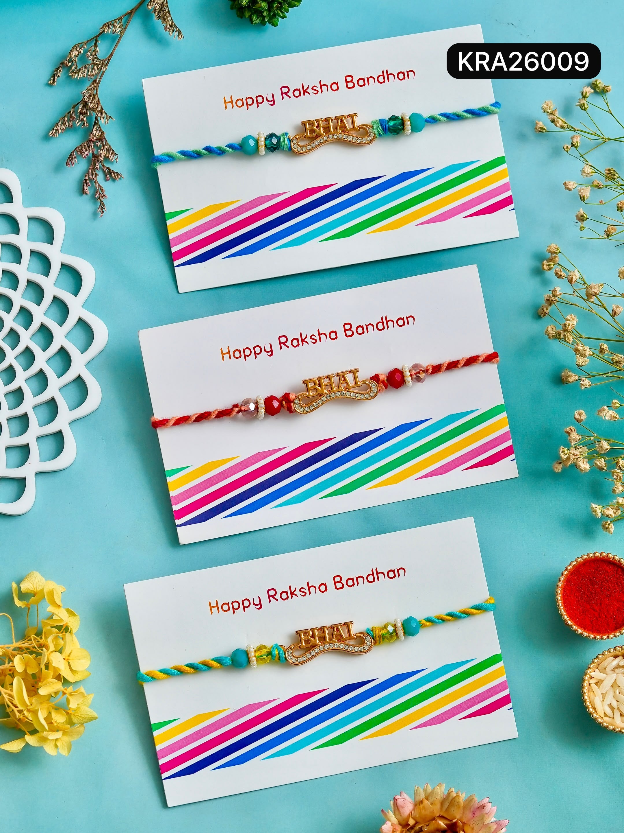 Stone Studded Bhai Rakhi (KRA26009)