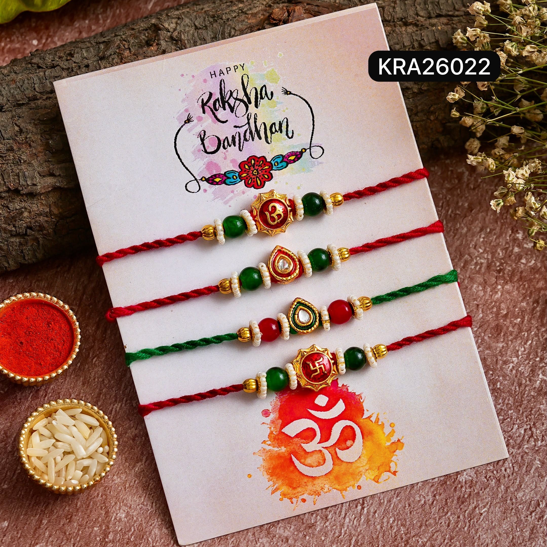 Minimal Kundan & Meenakari Rakhi (KRA26022)