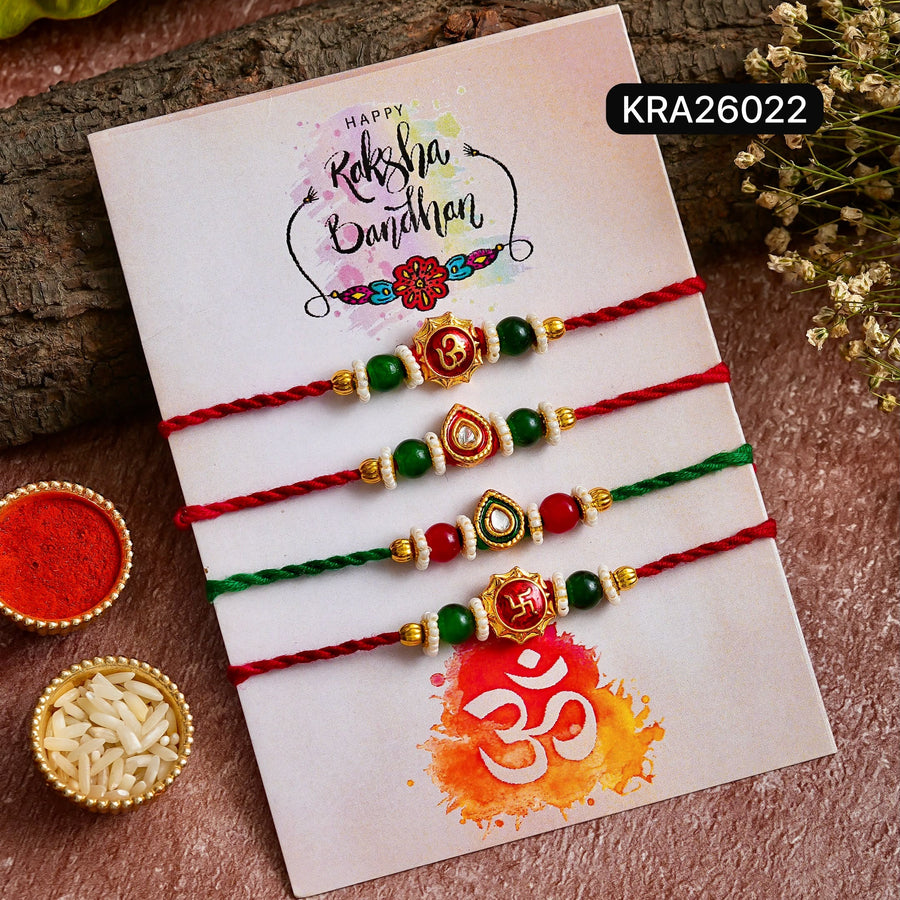 Minimal Kundan & Meenakari Rakhi (KRA26022)