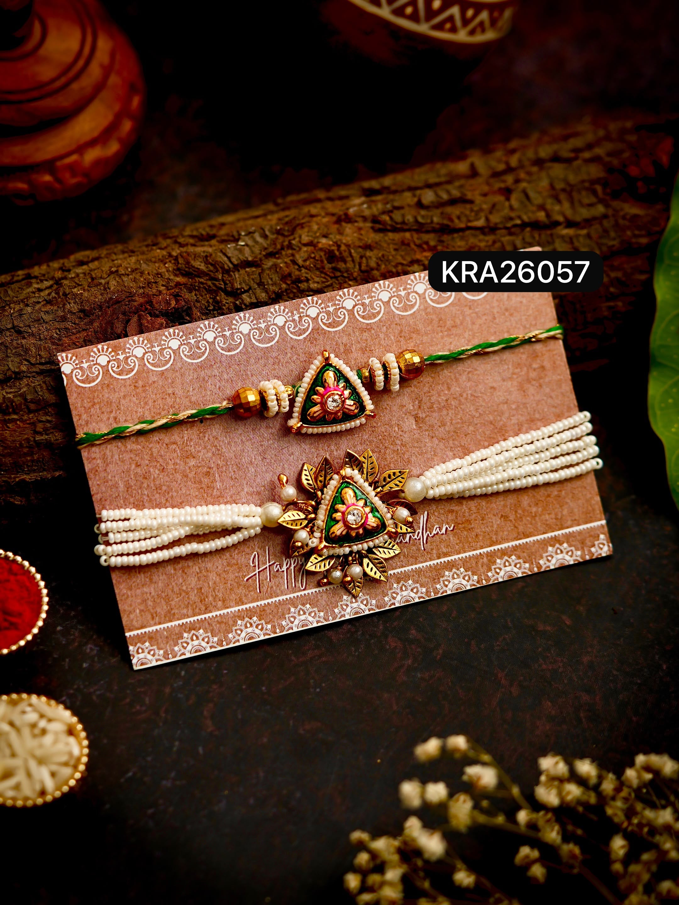 Meenakari Heavy Rakhi & Bracelet Set (KRA26057)