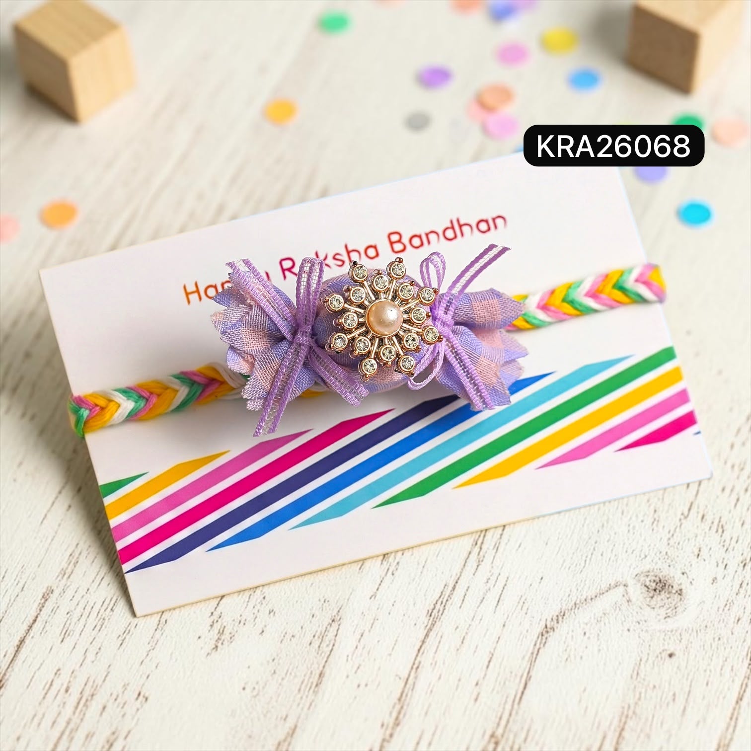 Hand Braided Kids Toffee Rakhi With Detachable Centre Broach (KRA26068)