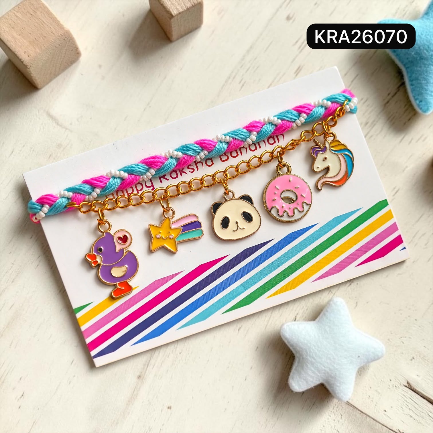Kids Hand Braided Charms Rakhi (KRA26070)