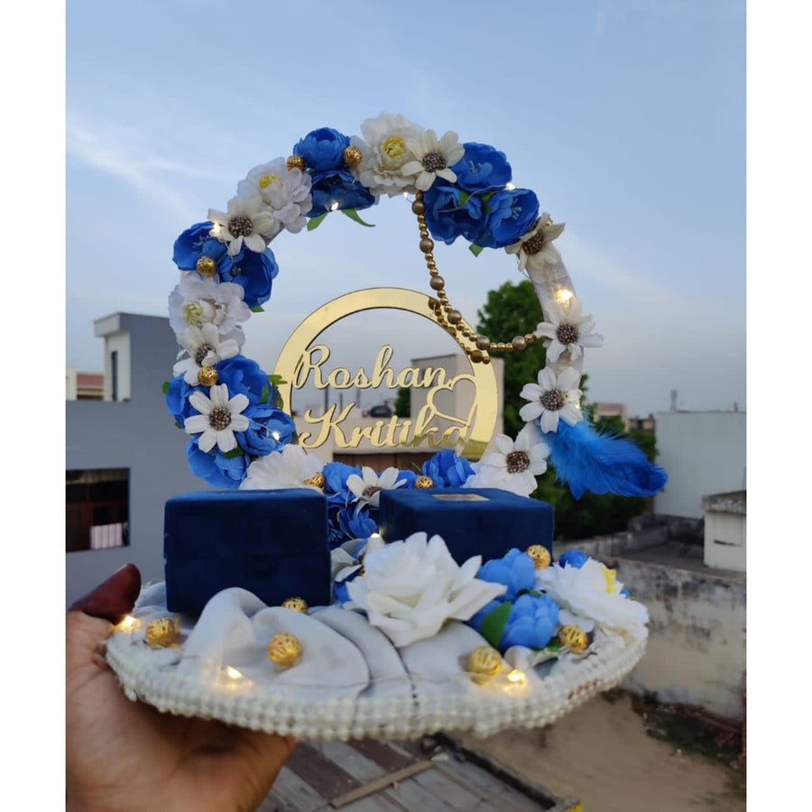 White & Blue Ring Platter