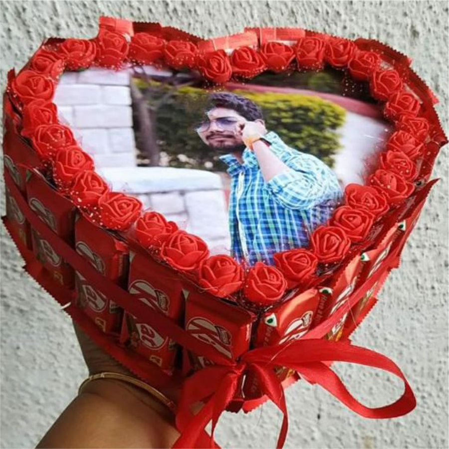 Heart Shaped Chocolate Bouquet With Photo 28.0