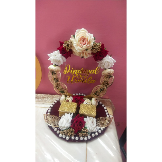 wedding items, Wedding Accessories, wedding, ring tray, ring platter, ring plate, ring ceremony, groom gift, engagement tray, engagement, earrings, dulha to be, customized platter, customised platter, bride to be, bride gift
