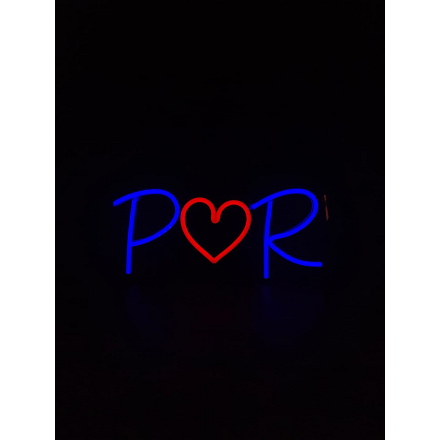Letter Initials With One Heart Neon